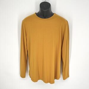 Cuts Clothing NEW AO Curve-Hem Long Sleeve T-Shirt Mens Sz L Mustard Yellow